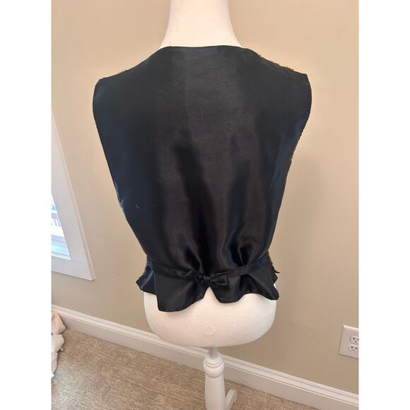 Vintage Batik Beaded Vest | Brown & Multicolor | Handmade Detailing | Size S - Picture 4 of 8